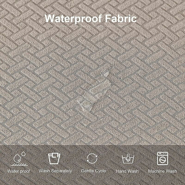 Jacquard Elastiska Stretch Stolsöverdrag - Vattentäta Tvättbara Beige (Set om 4) [JUN]