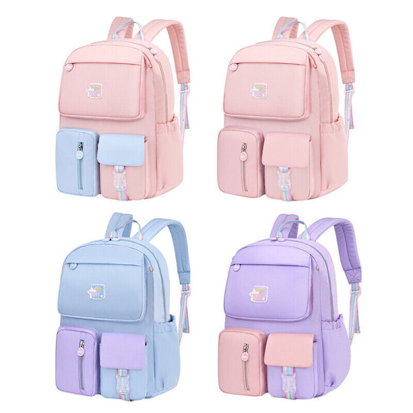 Vanntett Barn Skoleveske for Jenter - Grunnskole Ryggsekk Skoleveske Pink-blue