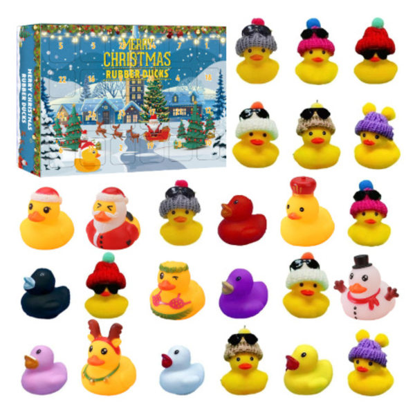 Christmas vinyl duck blind box children's countdown calendar box decompression doll water duck gift