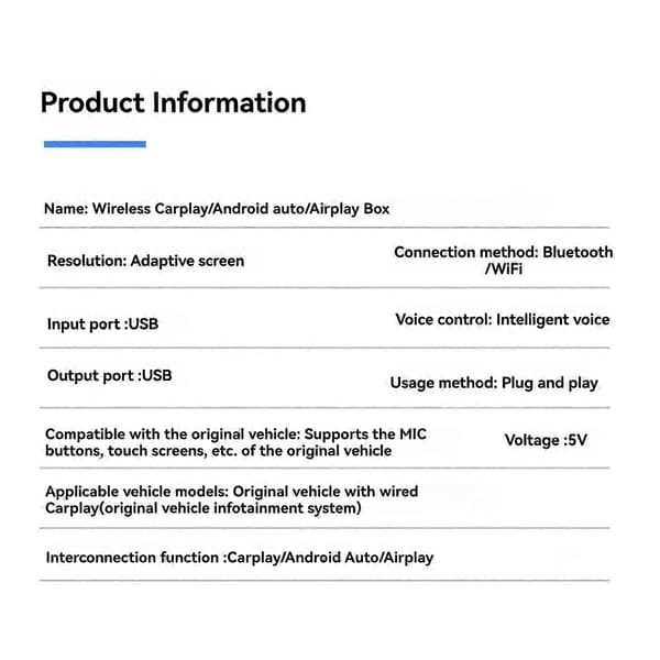 Trådløs CarPlay Adapter med Android Auto & AirPlay Support[JUN]
