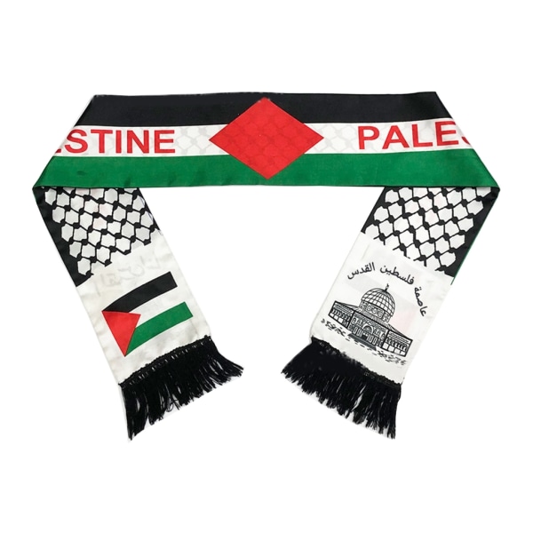 Print Palestina Flag Scarf Lång Satinhals Scarf Palestina Flag Neck Sjal Jerusalem Arabisk Sash för alla åldrar NX