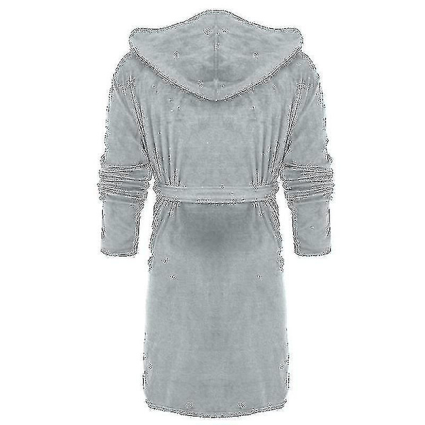 2024 Vinterfleece morgonrock Dam morgonrock Huva Fluffig Handdukspläd Badrock Grå Grey 3XL