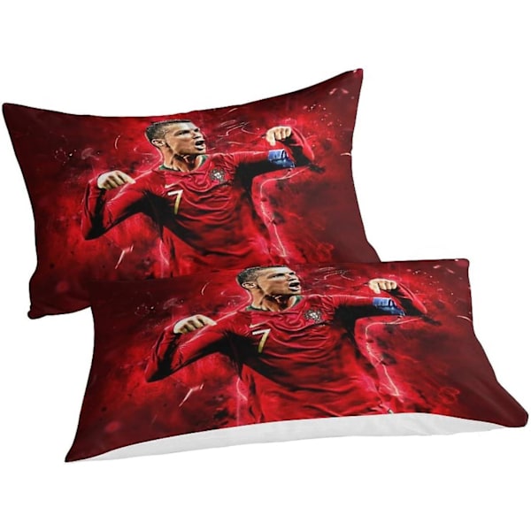 Fotboll Cristiano Ronaldo Sängkläder Påslakanset Mjuk Mikrofiber CR7 Sängkläder Påslakanset med Dragkedja och Örngott för Barn Vu Single 135x200cm