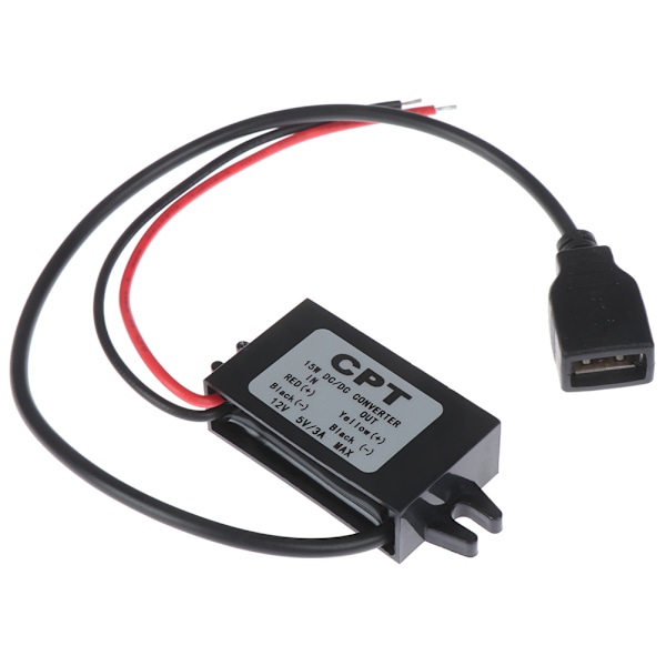1. USB 12V til 5V DC/DC Spændingsreducerende Strømadapter