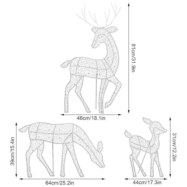 Ny 2023 3st Jul Led Lighted Deer Family Outdoor