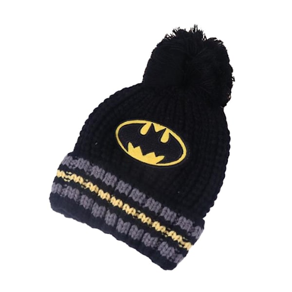 Barn Utomhus Termisk Grovstickad Mössa med Tofsar Tecknad Batman Superman Toy Story Spiderman Mössa Vinter Varm Pom Pom Mössa Batman