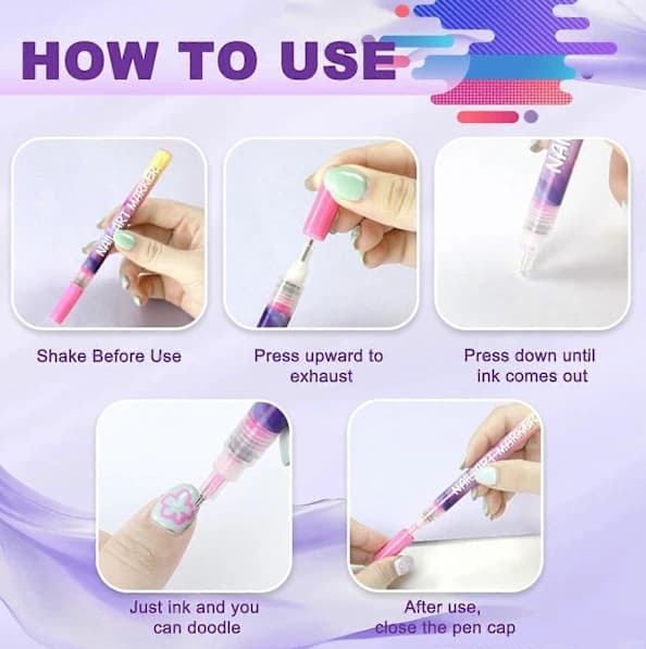 12 stk. Fine Line Nail Art Pens til Præcis Graffiti Tegning[JUN] multicolor