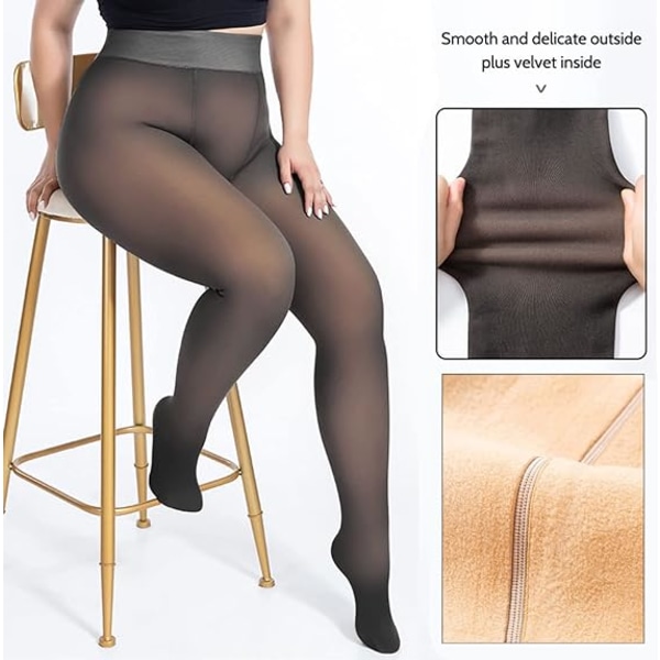 Fleecefôrede strømpebukser Dame Plus Size Gjennomsiktig Fleece Strømpebukser Vinter Varm Skjørt Tett Dame Leggings Termisk Fake Gjennomsiktig Tights