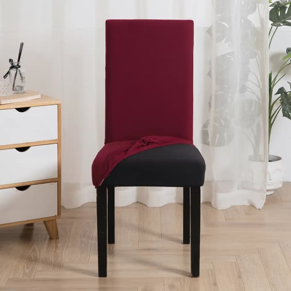6-pak vaskbare strækstolebetræk - elastiske slipcovers til spisestole[JUN] Rödvin