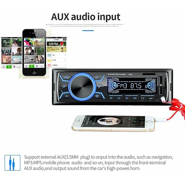 Autoradion Bluetooth Autoradion, 1din Autoradion, 4x60w Autoradion 7 Färger Fm Stereo Radio USB/sd/aux/eq/mp3 Player Pioneer Autoradion