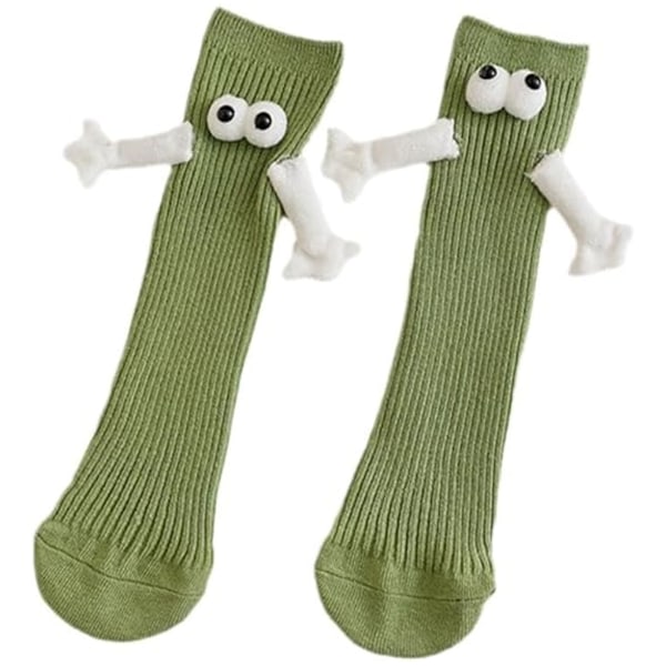 2 par sokker med par som holder hender, morsomme 3D store øyne som holder hender