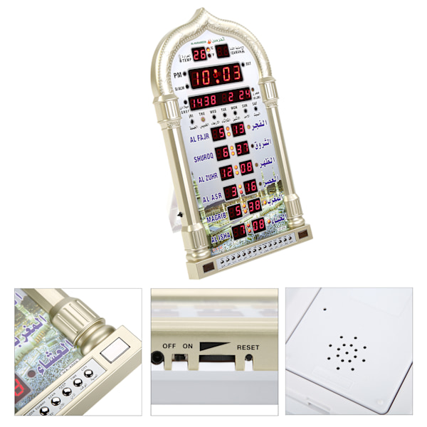 Väggkalender Moské Digital Islamisk Klocka Muslim Gåva Alarm Azan Bön EU-kontakt 110-240V 1.3