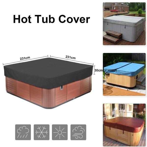 Garden Square Hot Tub Cover, Oxford-tyg Dammtät