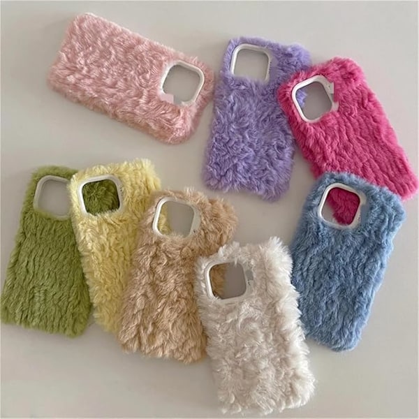 Ins Enkelt Plysj Ensfarvet Apple 14 Telefon Cover yellow
