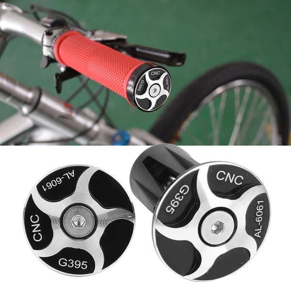 2x Sorte Alloy Cykelstyr Endepropper, Kompatible med Mountainbikes[JUN]