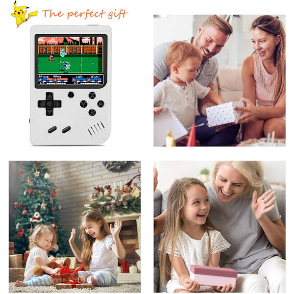 Liten håndholdt spillkonsoll - 400 klassiske FC-spill - 20 mAh oppladbart batteri White