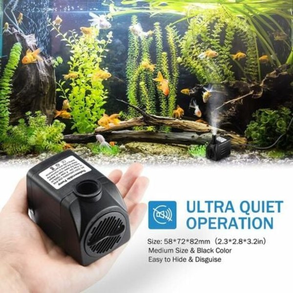 1500L/H nedsänkbar vattenpump, 25W ultratyst akvariepump med 48h torrbränning, fontänpump med 5 fot power a