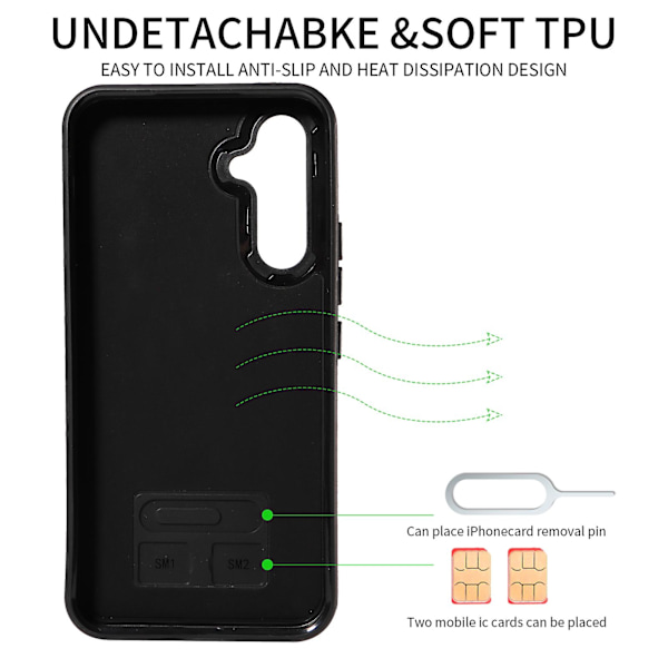 Korthållare Anti-fall Skal PU Läder+TPU Skal Fodral För Samsung Galaxy A54 5G Green