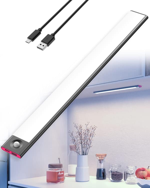 USB Oppladbar LED-lampe for underskap 40 cm med bevegelsessensor og dimmefunksjon