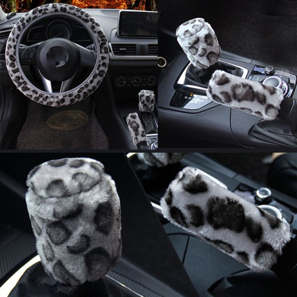 3 stk / sæt Leopard Fluff Plys cover Red