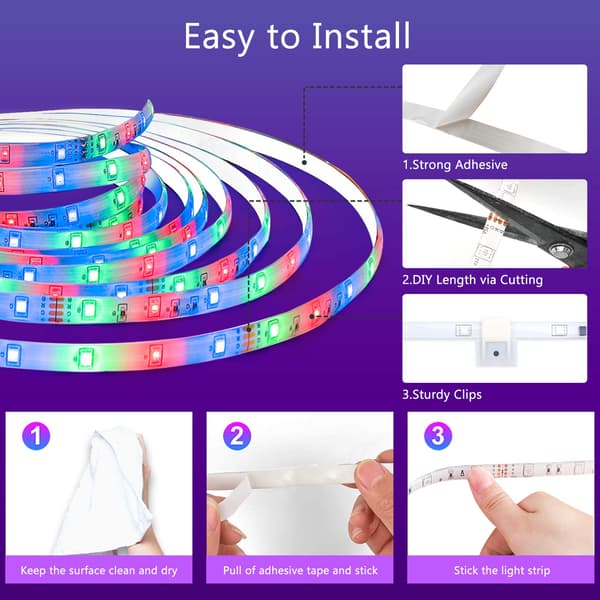 15M RGB LED Strip 5050 Bluetooth-kompatibel med Smart Control[JUN]