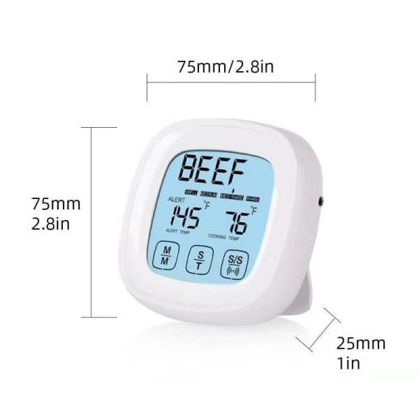 Digital kötttermometer med pekskärm och timer