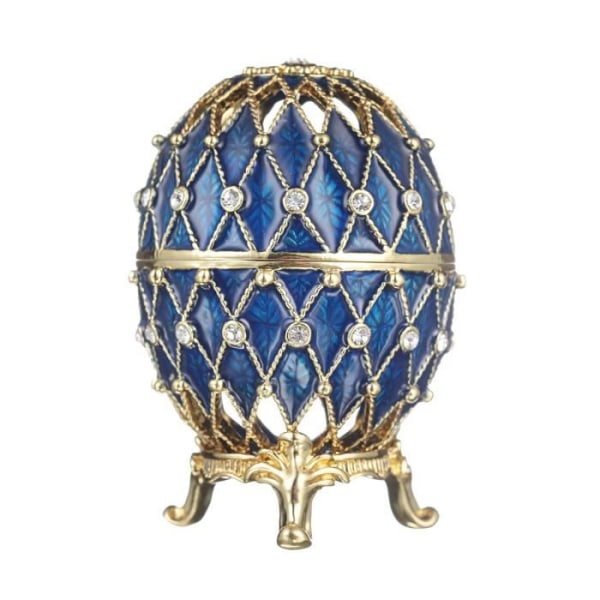 danila-souvenirs Skulptureret Fabergé-æg - smykkeskrin 7,5 cm, blå