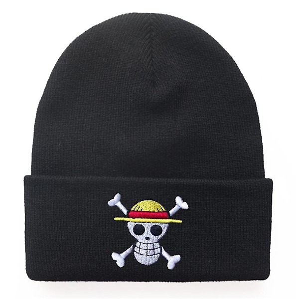 One Piece Anime Tema Pirat Monkey D. Luffy Mønster Beanie Hat Til Herrer Kvinder Unisex Vinter Varmt Manschet Cap Blød Stræk Strikket Beanies Red