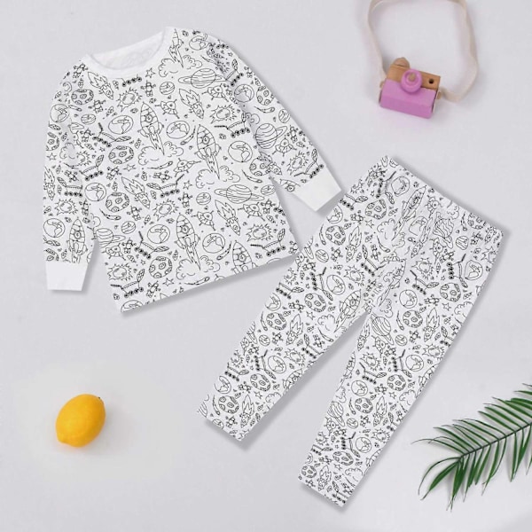 Kreatiiviset lasten DIY-graffiti-pyjamat kotiin, maala omat pyjamasi värit pojille ja tytöille - Xin Rocket Rocket 6-7Years