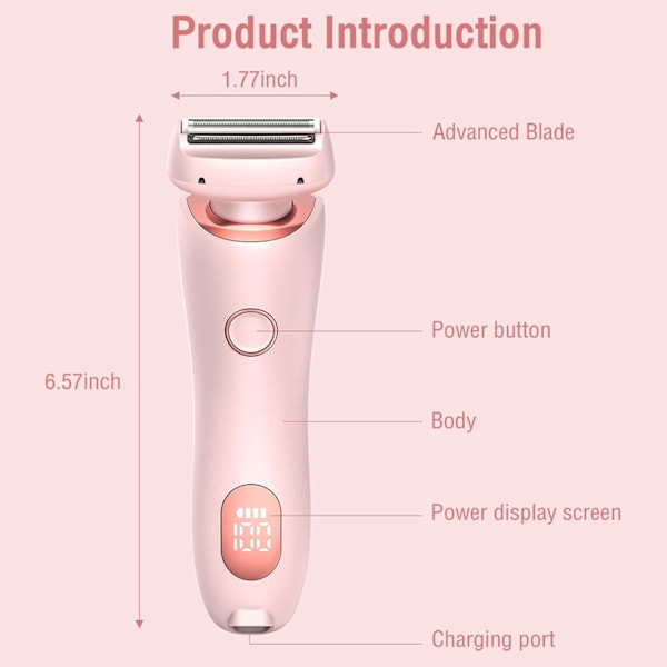 Elektrisk barbermaskin for kvinner, smertefri hårfjerning, 2-i-1 epilator og barbermaskin, vanntett for våt og tørr bruk, ansikt, bikini, underarmer