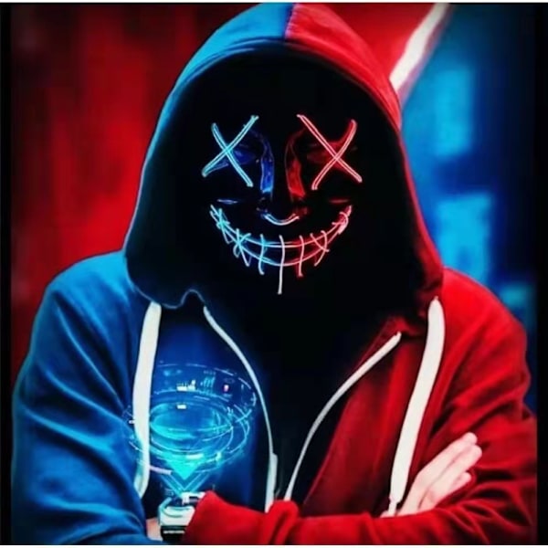 Halloween Mask LED Glow Mask El Wire Ljus Upp The Purge Film Kostym Ljus Halloween Fest red