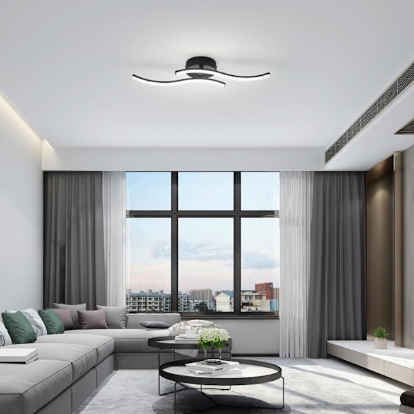 Moderne LED-loftlampe, 14W 1400LM, sort, akryl indendørs belysning, 6500K kold hvid, til soveværelse, stue