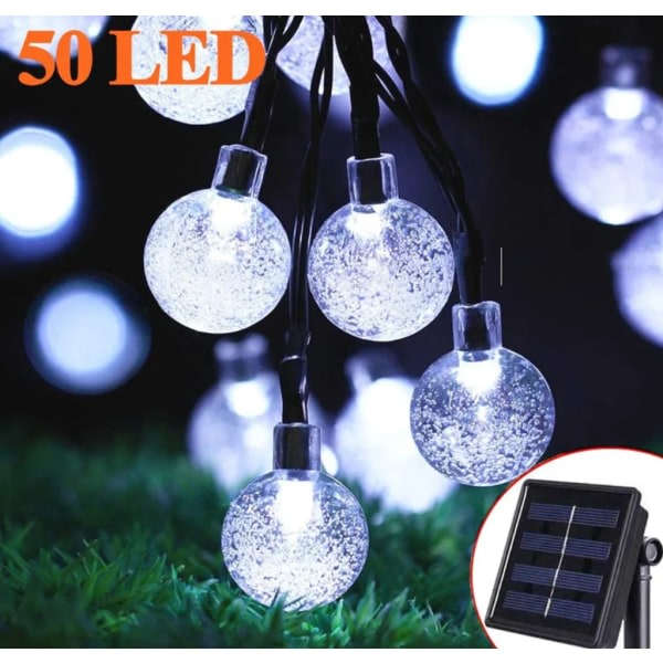Zodight Solar Fairy Lights - 9,5 M, 50 LED-kristallkulor, 8 lägen