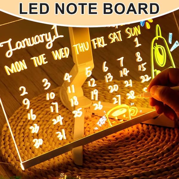 LED-valotaulu jalustalla ja 7 värikynällä [JUN]