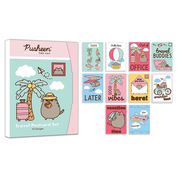 Pusheen Reseset med vykort (10-pack) En storlek Flerfärgad Multicoloured One Size