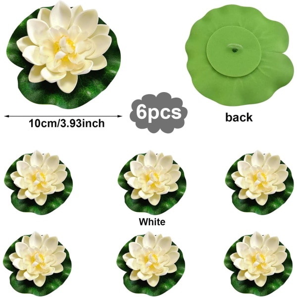 6-pack flytande blommor, lotus näckrosor, konstgjorda näckrosor, skumdekoration, flytande vattenliljor
