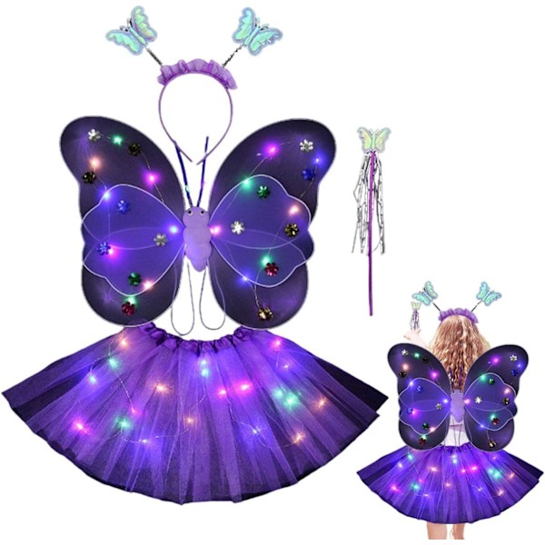 Fe kostyme for jenter - Princess Dress Up Set med Fairy Wings