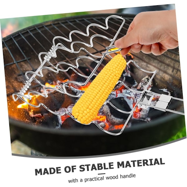 Kannettava makkaragrilli teline kahvalla - retkeily- ja grillaustyökalu, lämmönkestävä tasainen kypsennys