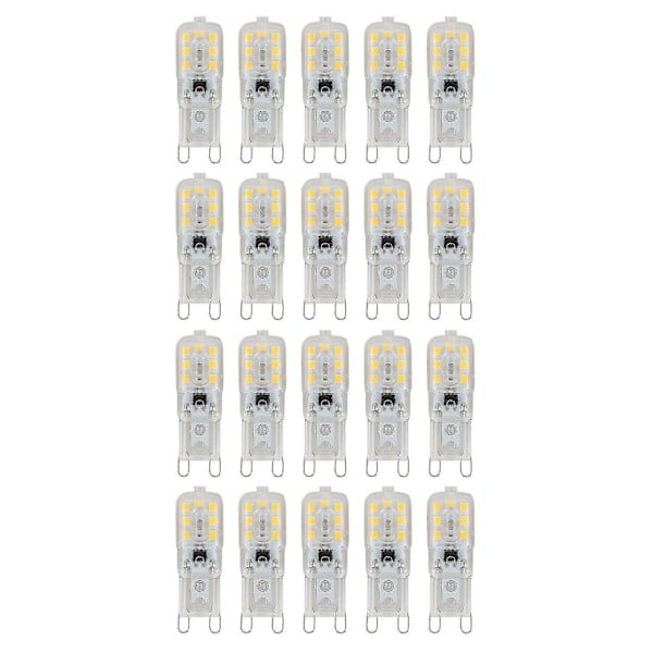 20 x G9 5W LED-kapsellampe dimbar erstatningslampe AC220-240V, varm hvit