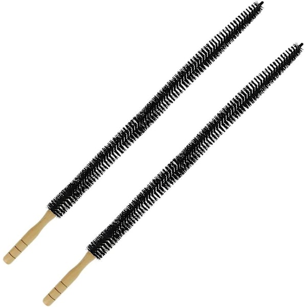 2-pak radiatorbørste, 75 cm lang og fleksibel med træhåndtag, egnet til radiatorer og tørretumbler