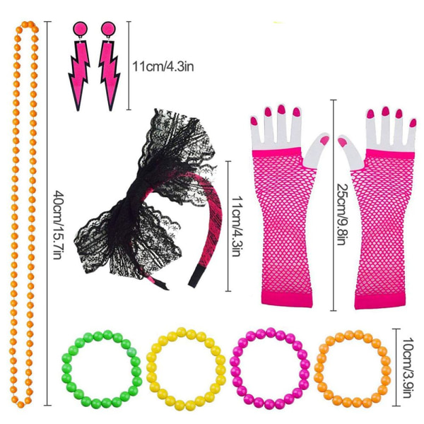 Neon 80-luvun asut Tutu-hame 2-osainen setti 2