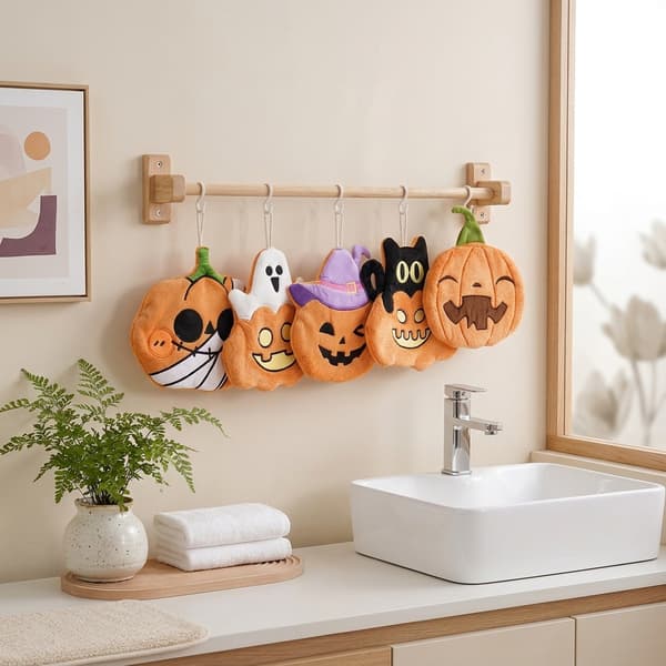 Halloween Pumpa Hängande Handdukar för Kök och Badrum Festlig Inredning Style1