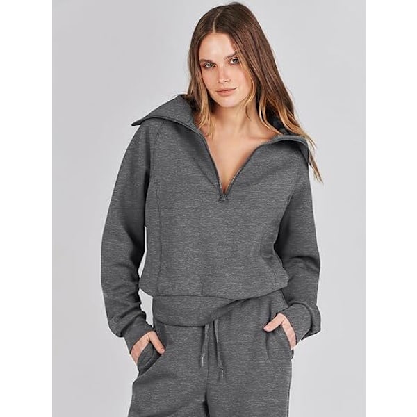 Dam 2-delt treningsdraktsett, Romslig Loungewear, Sportetøy Grå Grey XL