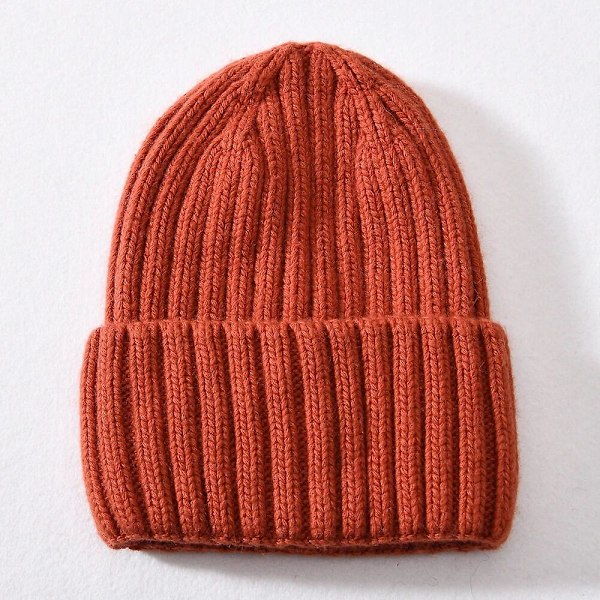Vinterhue i silke og satin, unisex, tyk og chunky, stribet, varm, blød, højkvalitets cashmere, strikket hue Brick