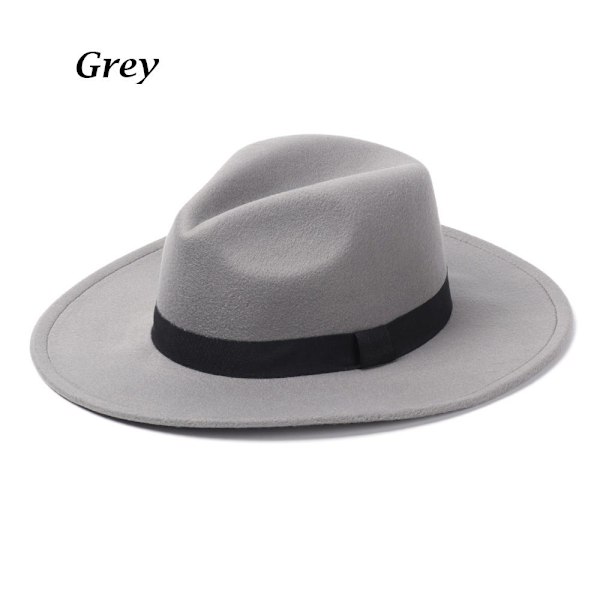 Filthatter for menn og kvinner, cowboyhatter, sceneopptredener, dansefester, jazz, Panama, vinter og høst grey grey No,