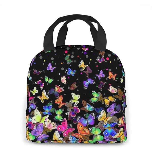 Cute butterfly lunch bag for women. Child insulated lunch bo