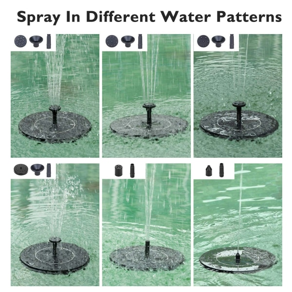 Aurinkokennokäyttöinen vesi-suihkulähde - Suihkulähde - Aurinko Suihkulähdepumppu - 16CM musta