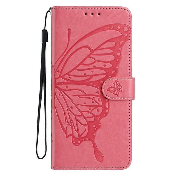 Fjärilstryck PU Läder Plånboksfodral för Samsung Galaxy S25 FE[JUN] Pink