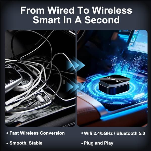 Trådløs CarPlay- og Android Auto-adapter for iPhone- og Android-telefoner [JUN] silver