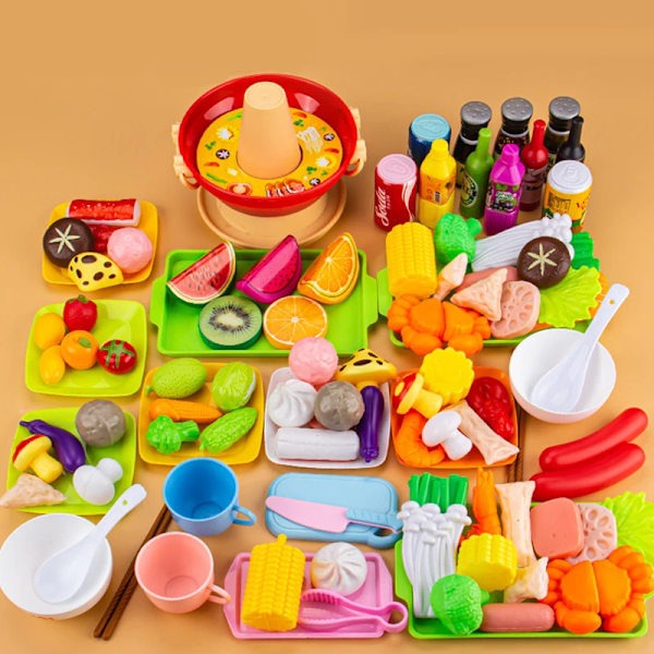 Lelukittiö lapsille, teeskentelyleikki, ruoka, vihannekset, grilli, ruoanlaittosetti, opetusleikki, talo, interaktiiviset lelut tytöille J 101PCS